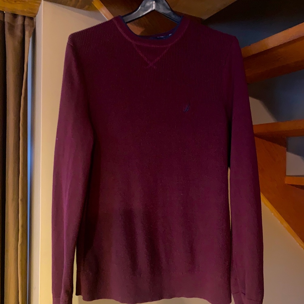 Burgundy Nautica Long Sleeves Shirt Small